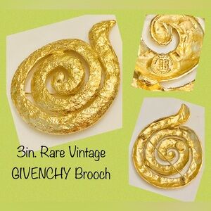 Vtg.GIVENCHY Gold Spiral brooch (3in)